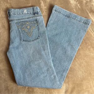 C'EST Vintage Flare Mid Rise Jeans with Pocket Embroidery - Size 13 | Retro Y2K